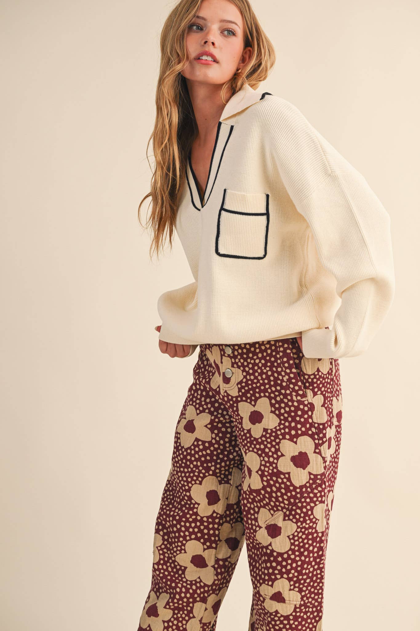 Ribbed Collared Sweater
