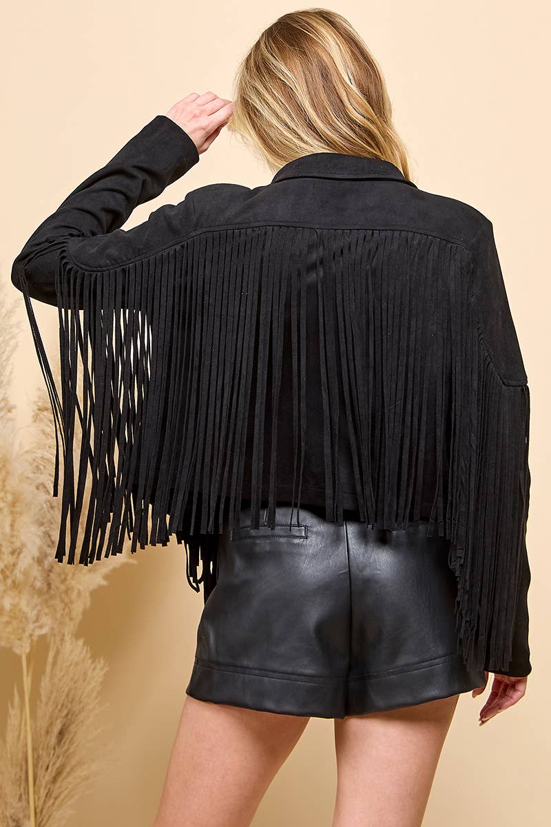 Lainey Faux Suede Fringed Jacket