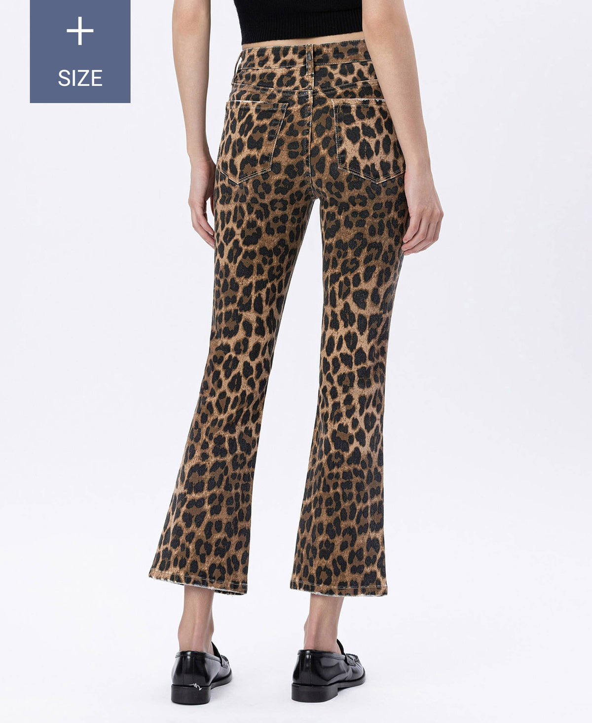 Leopard Print Kick Flare Jeans- Plus