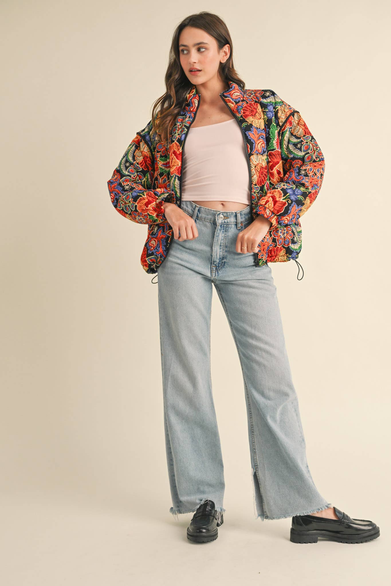 Floral Puff Bomber Jacket