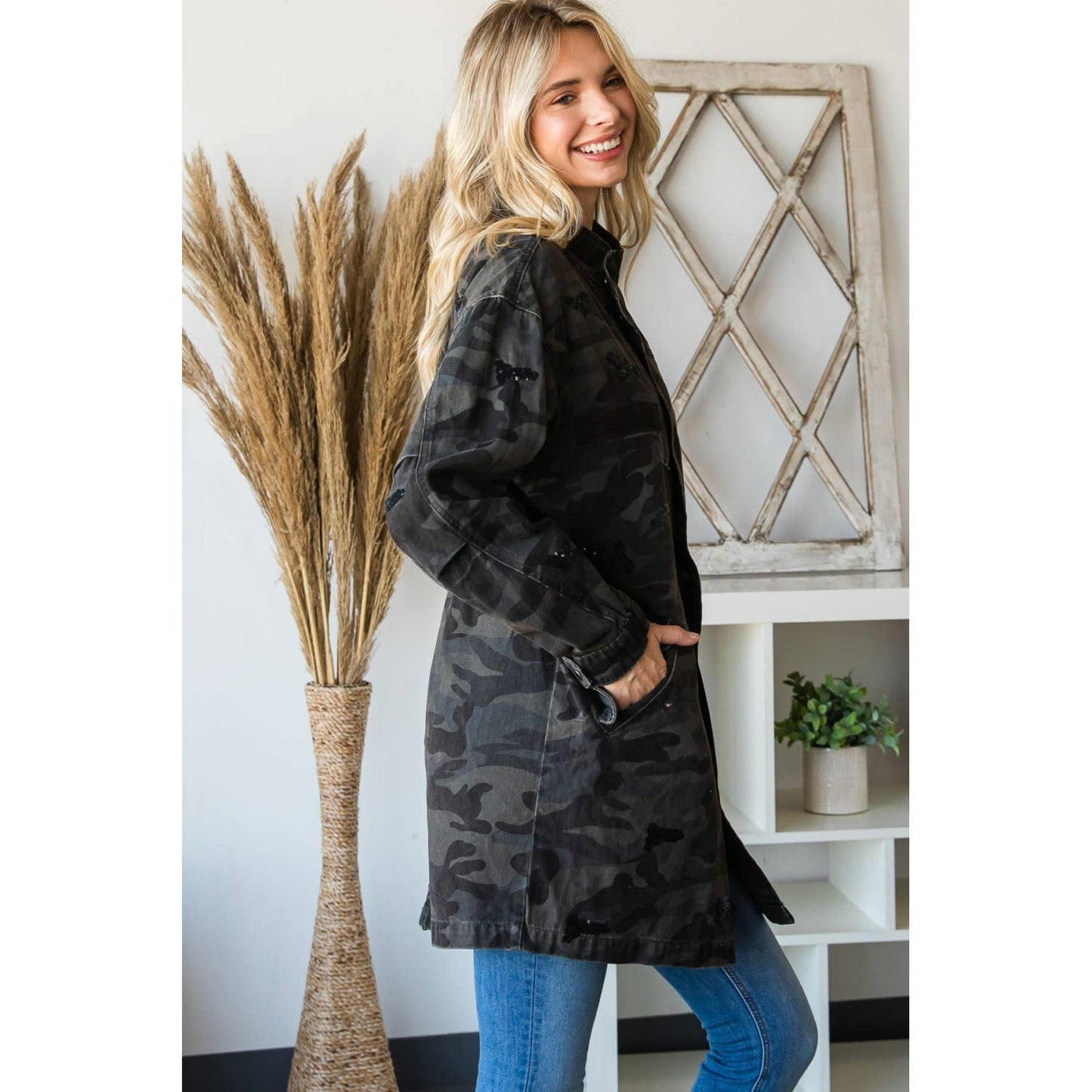 Camo Zip Up Utility Jacket