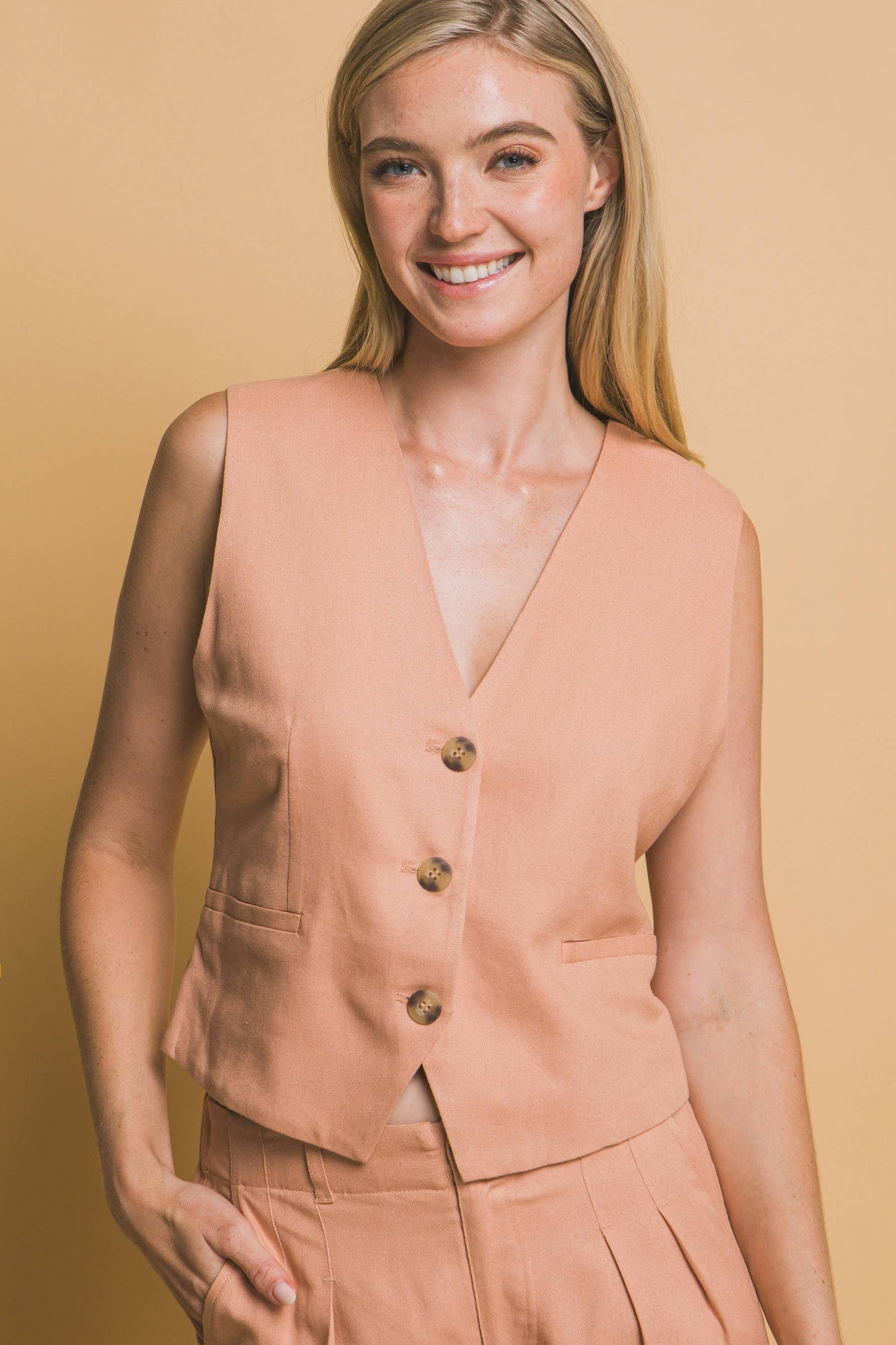 Linen Button-Up Vest