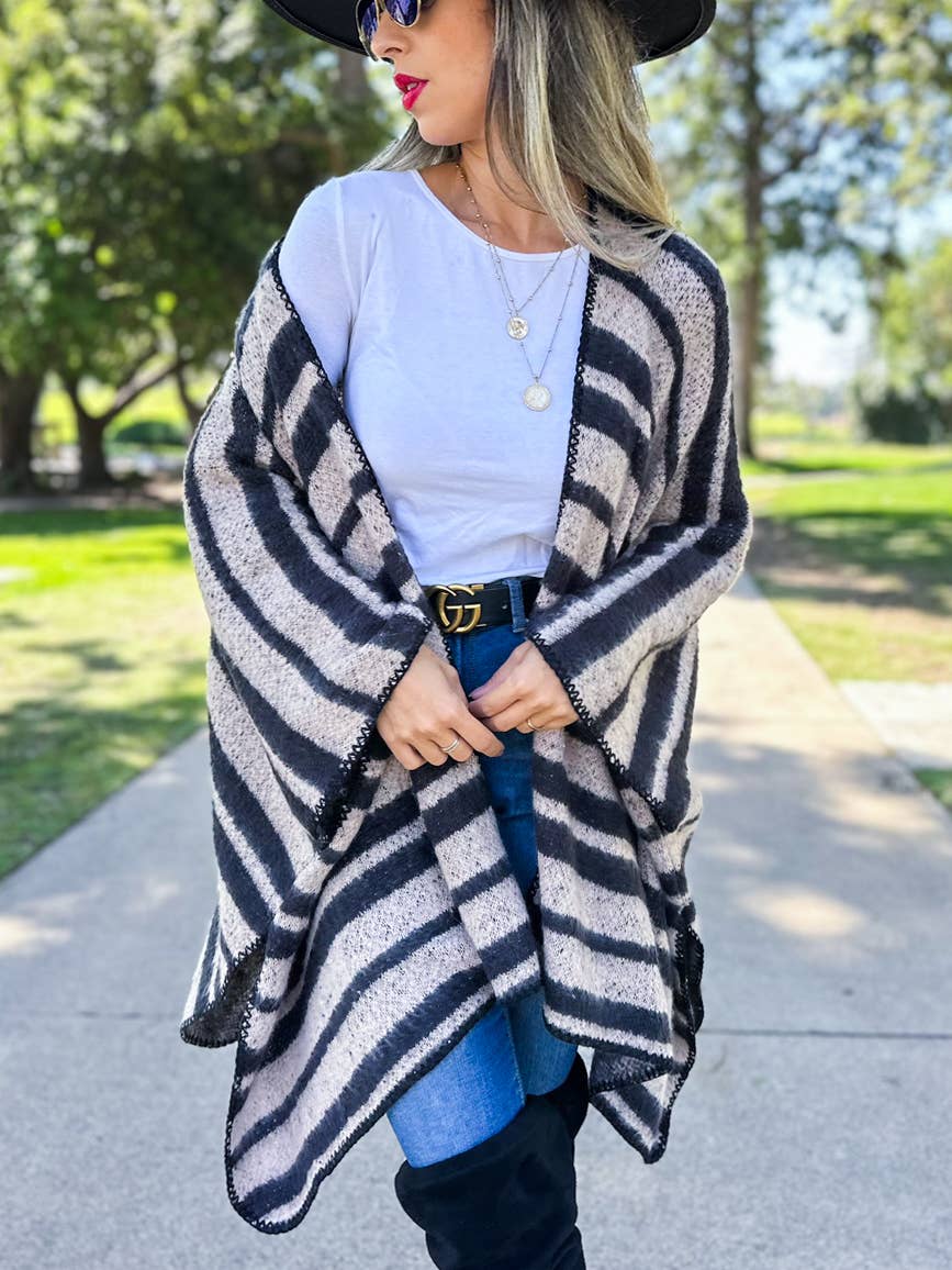 Kelli Stripe Knitted Ruana