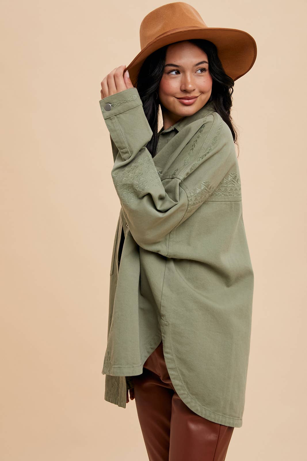 Flora Embroidered Utility Shacket