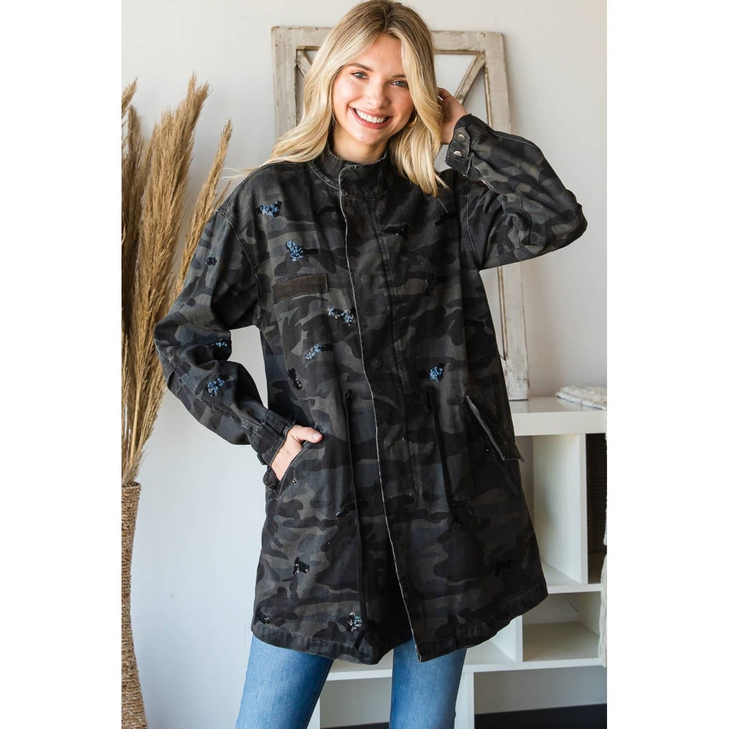 Camo Zip Up Utility Jacket