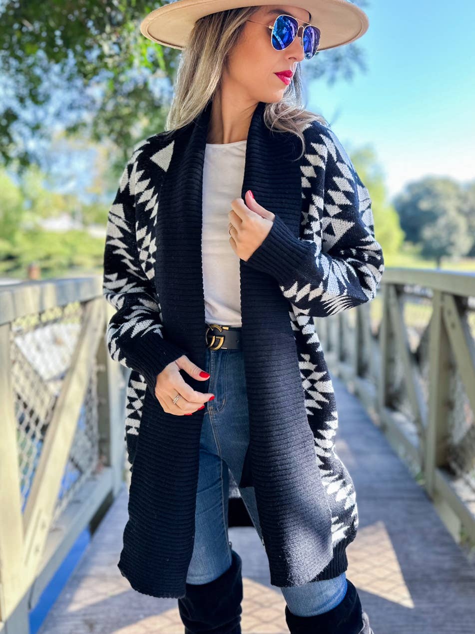 Aztec Printed Lightweight Cardigan