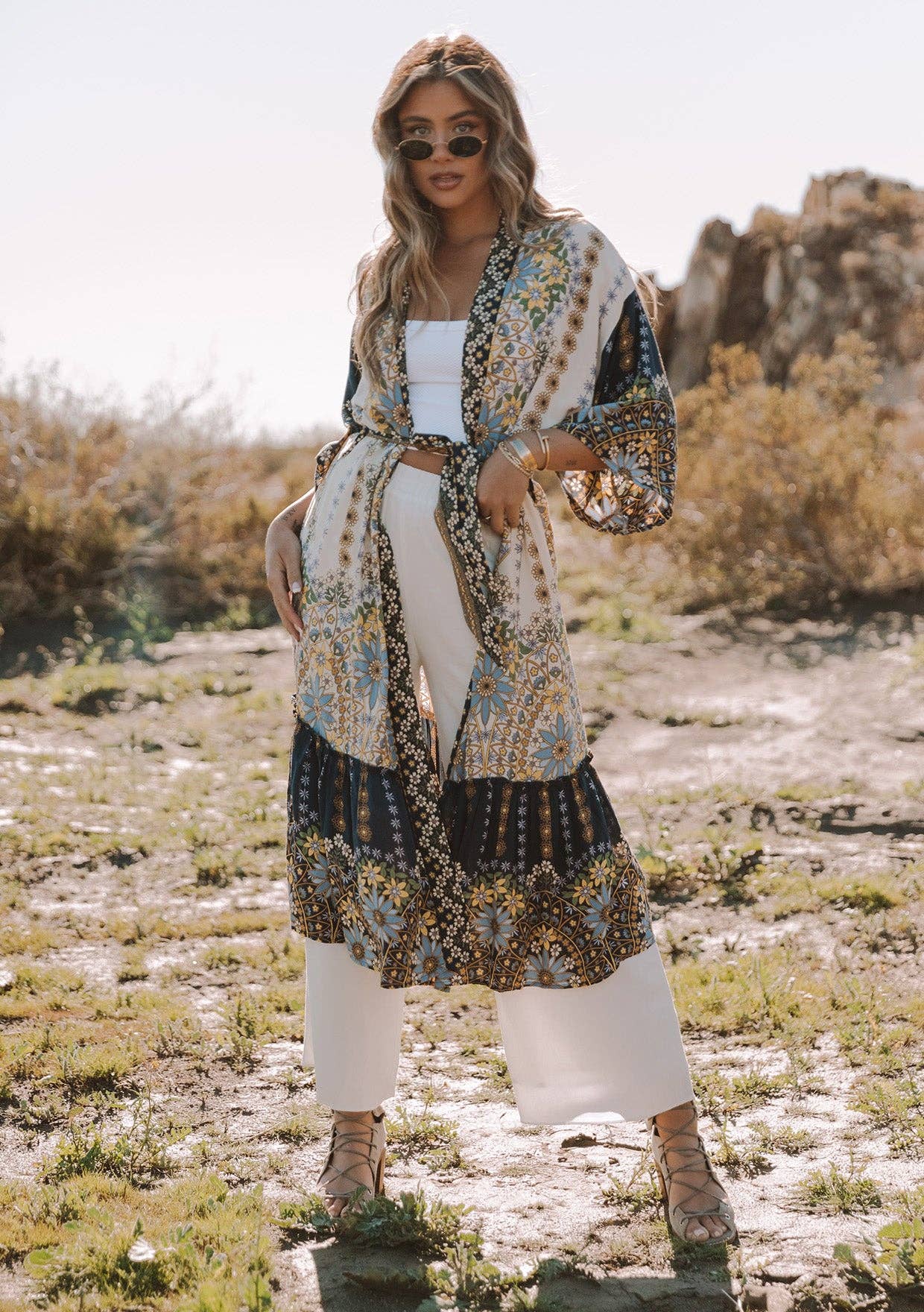 Bohemian Floral Maxi Kimono