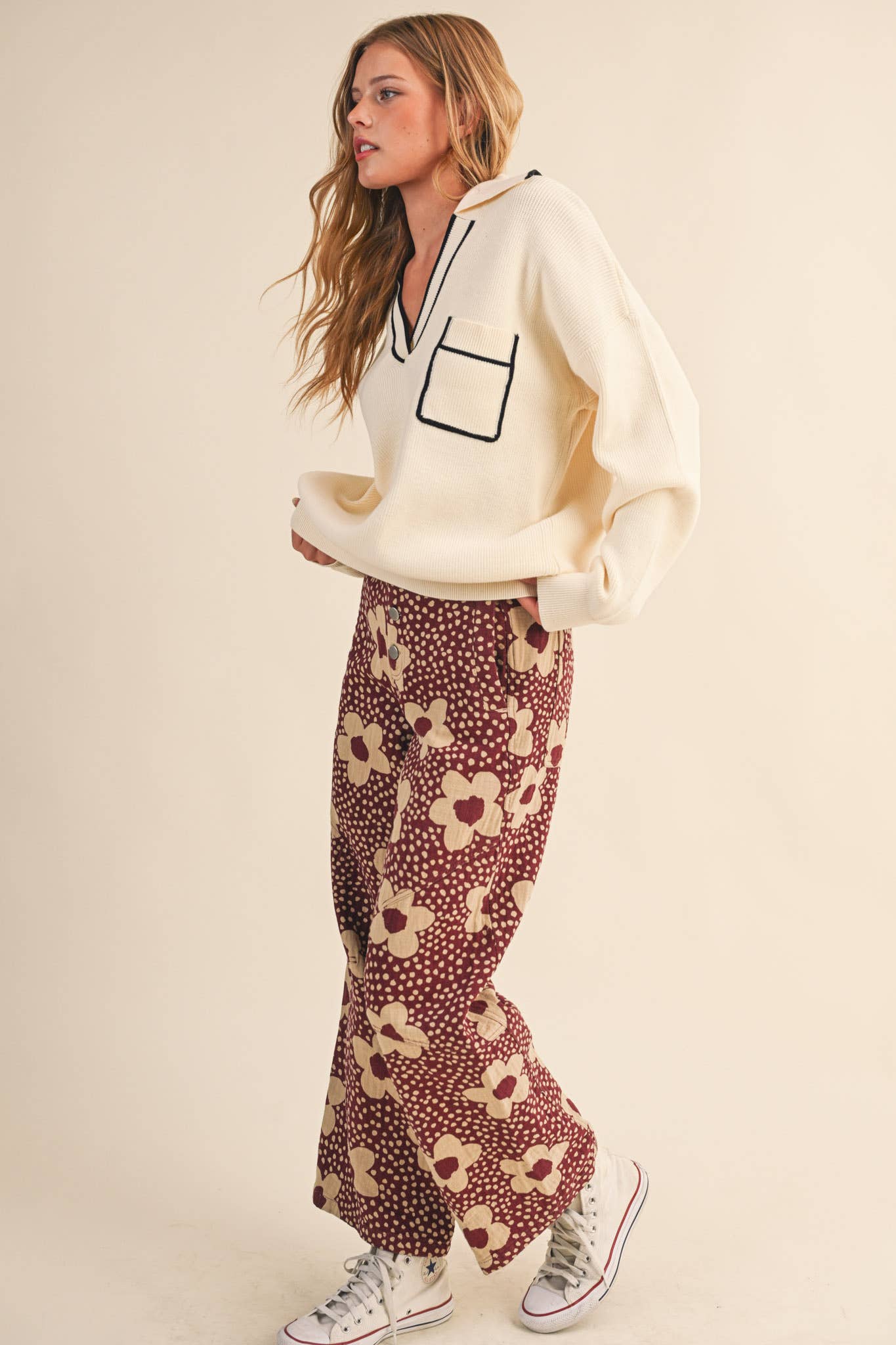 Ribbed Collared Sweater