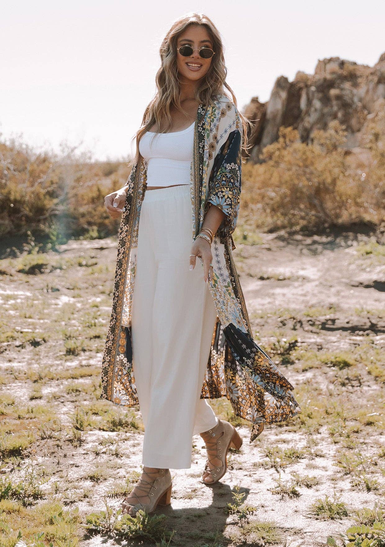 Bohemian Floral Maxi Kimono