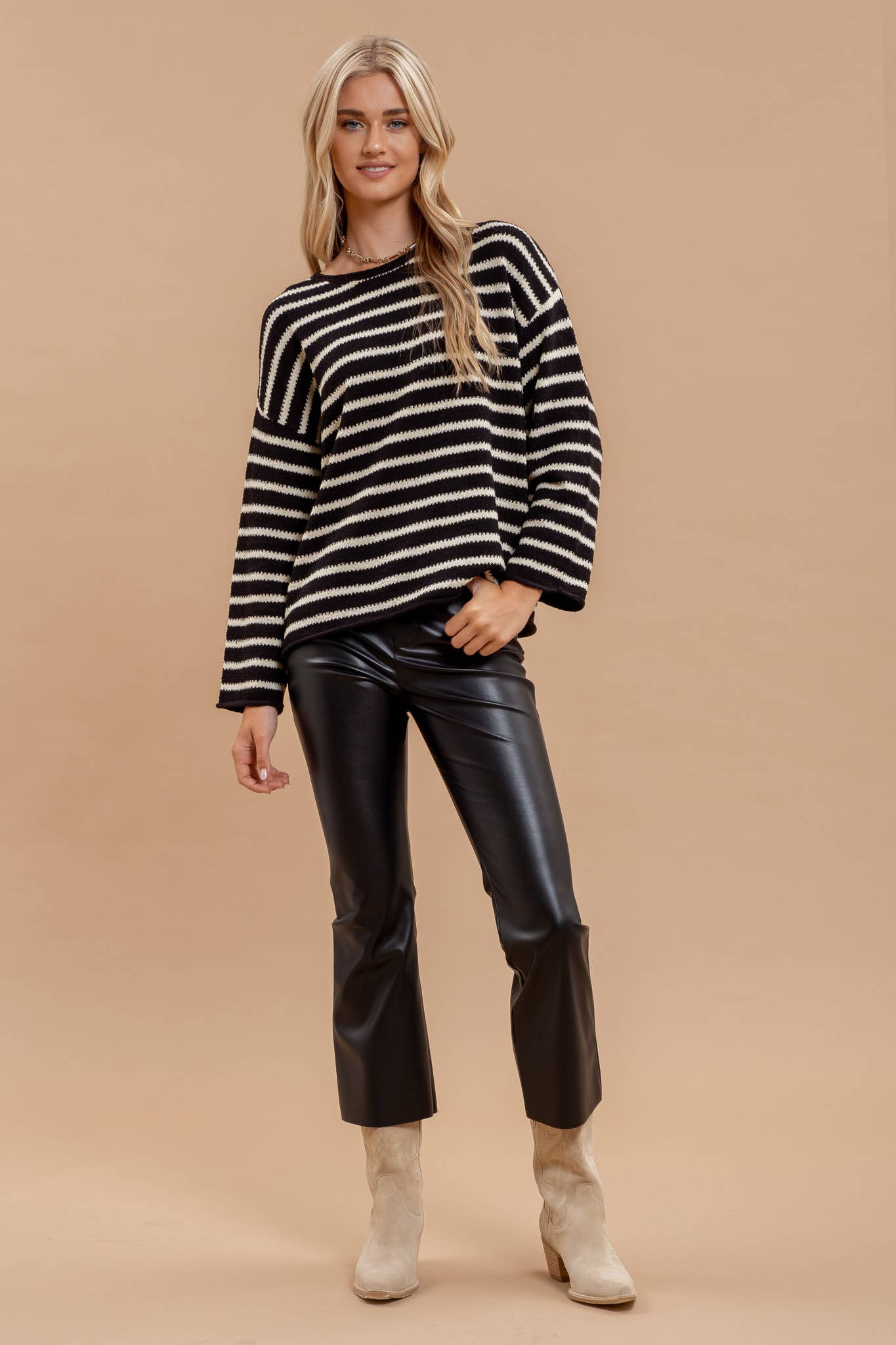 Striped Knit Pullover Sweater