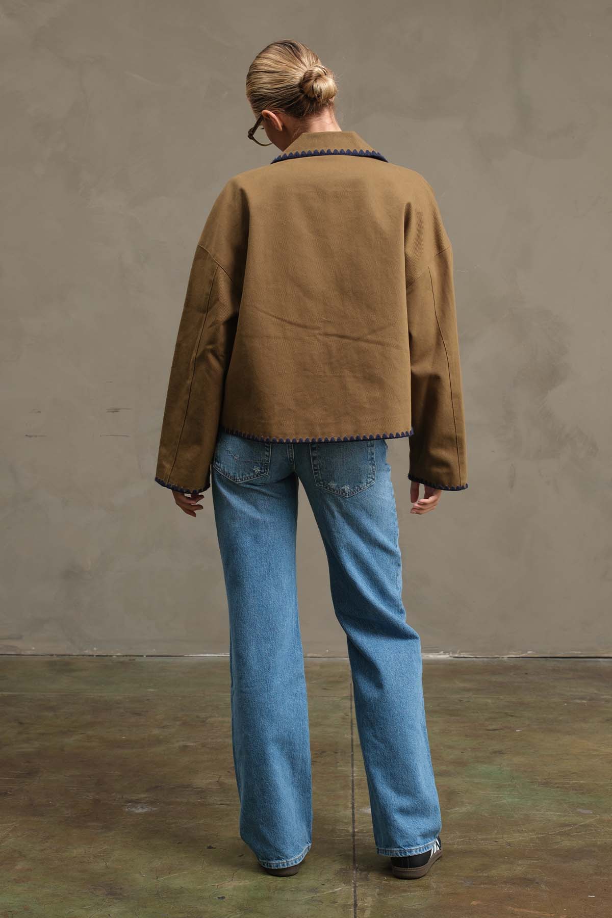 Whipstitch Trim Boxy Jacket