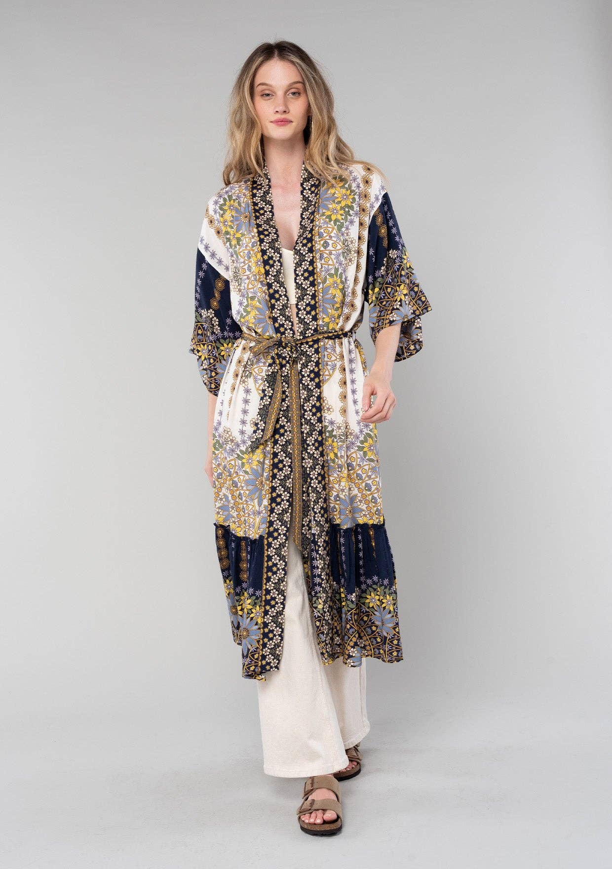 Bohemian Floral Maxi Kimono