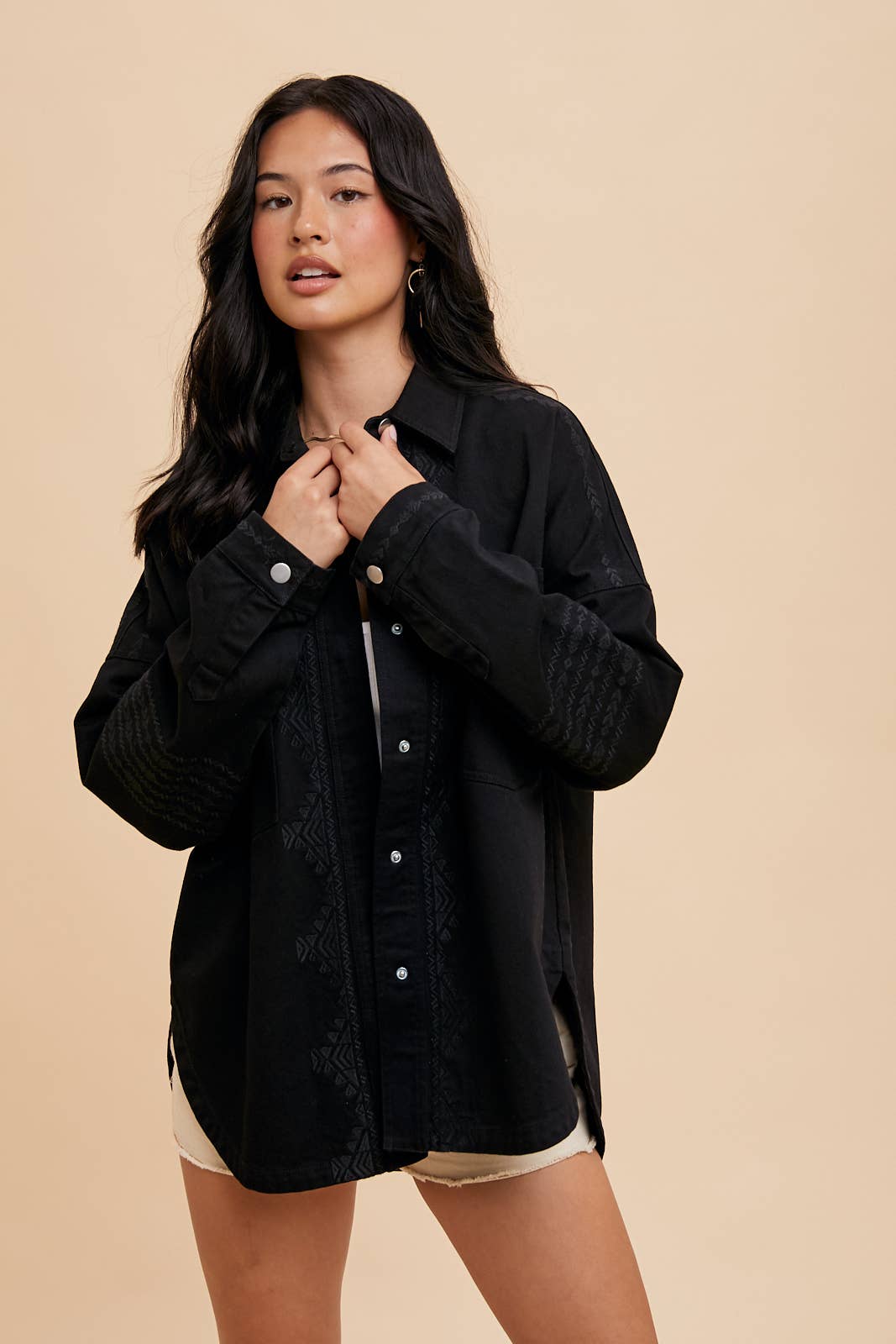 Flora Embroidered Utility Shacket