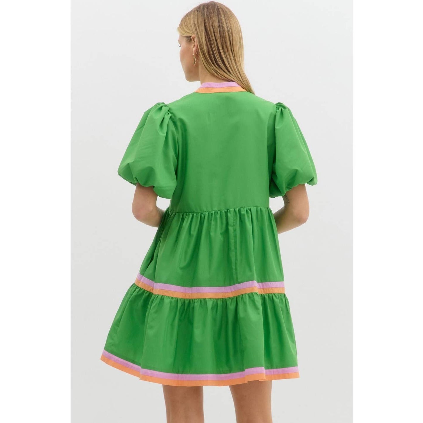 Marcy V-Neck Bubble Mini Dress
