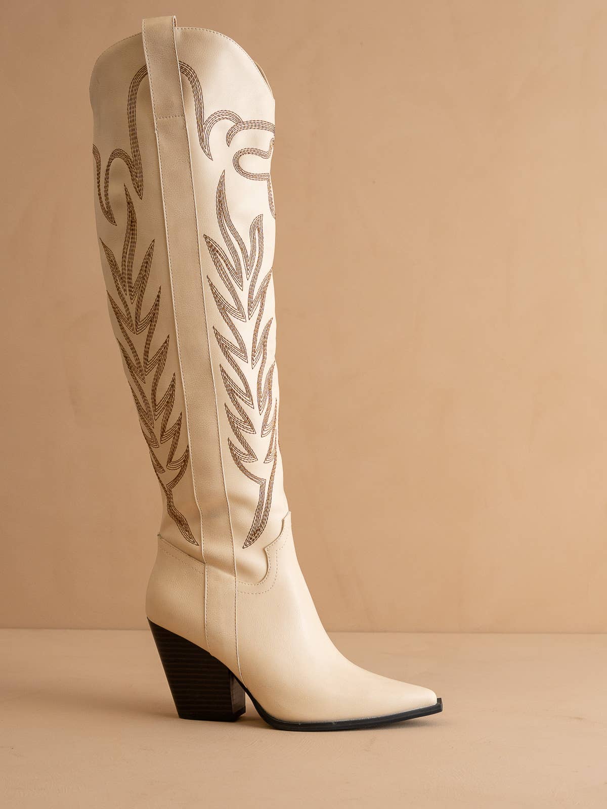 The Bronco Off White | Knee High Cowboy Western Boot