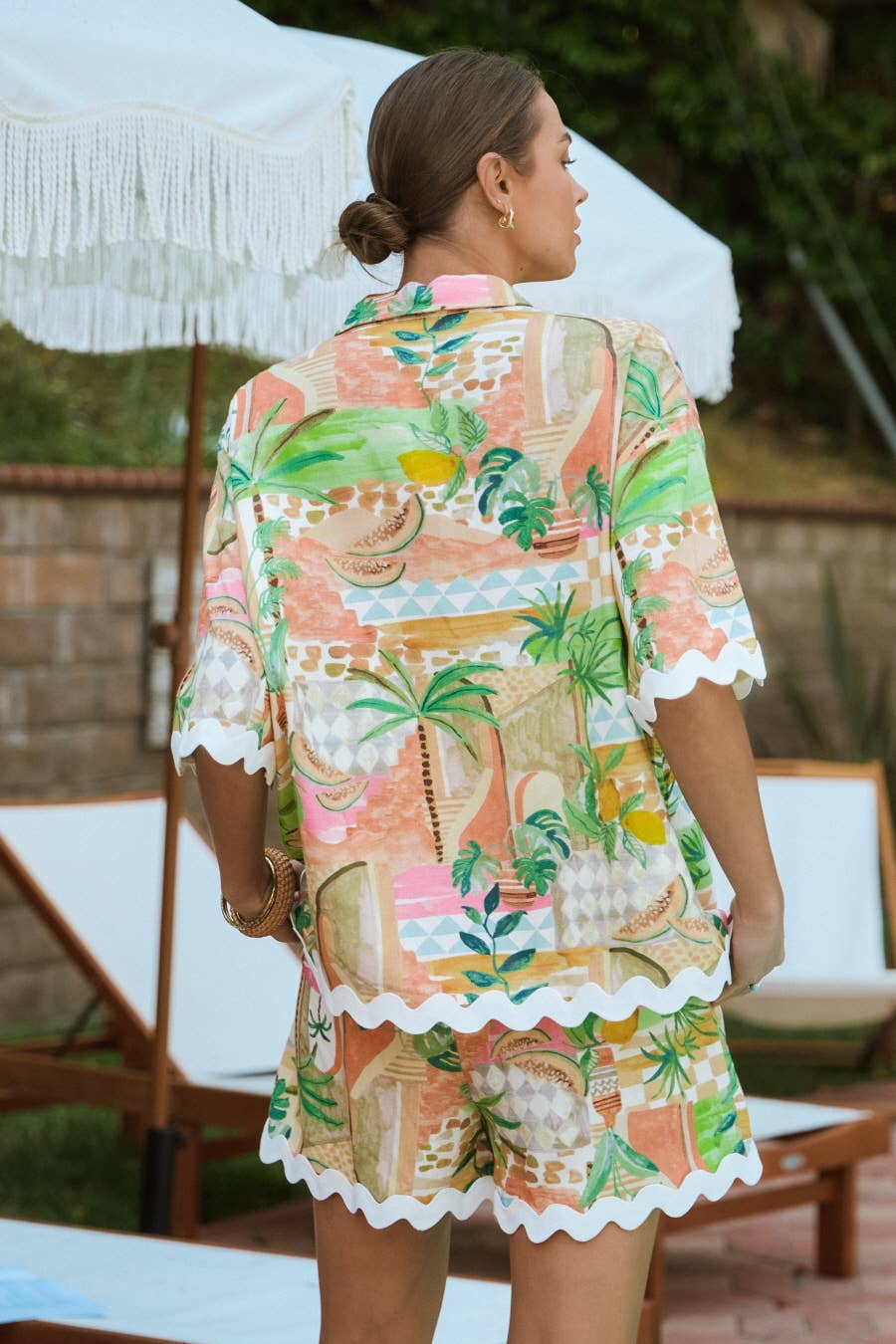 Moroccan Desert Palm Print Shirt & Short Set