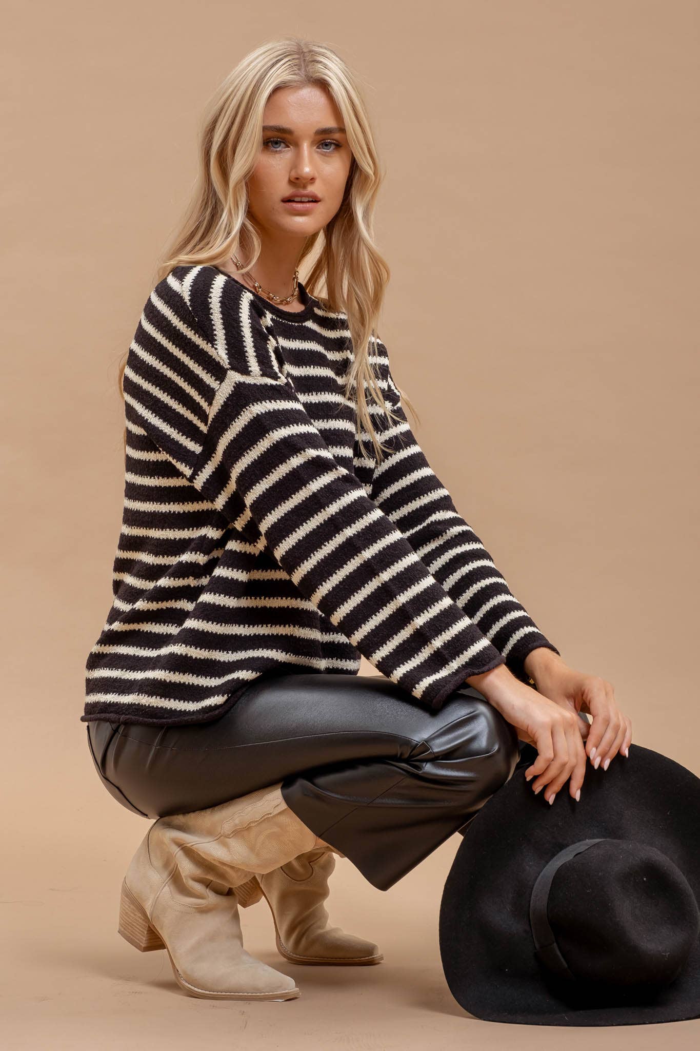 Striped Knit Pullover Sweater