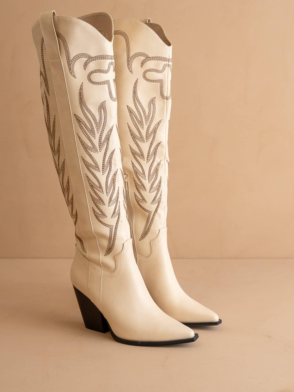 The Bronco Off White | Knee High Cowboy Western Boot