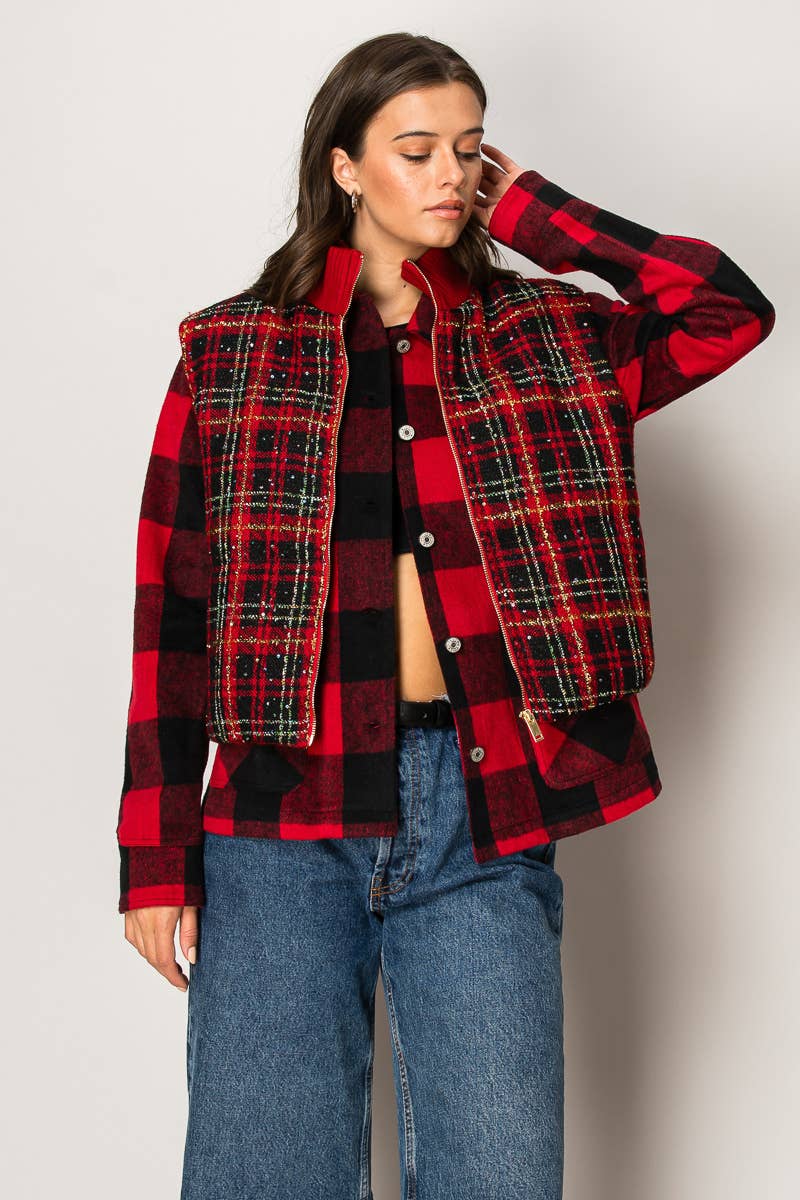 Noel Sparkle Plaid Vest