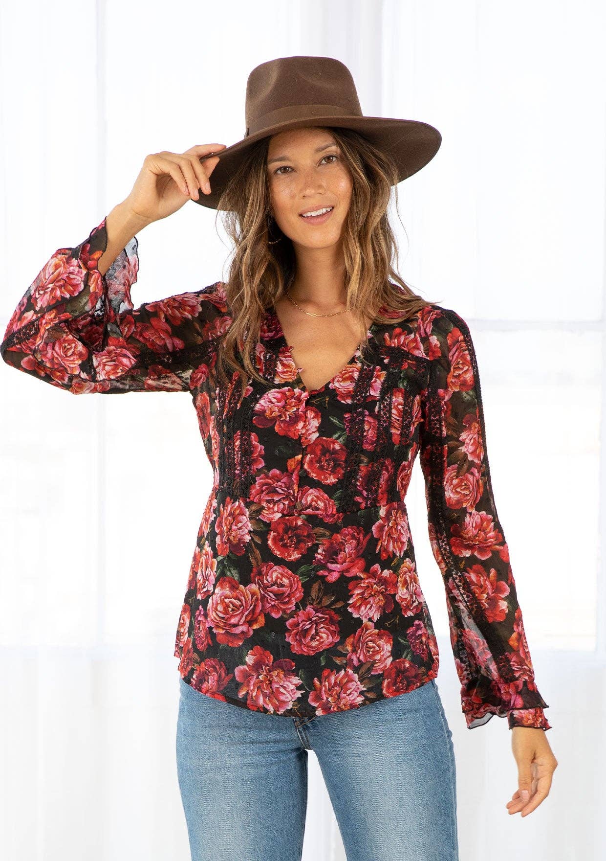 Primrose Lace Trim Blouse