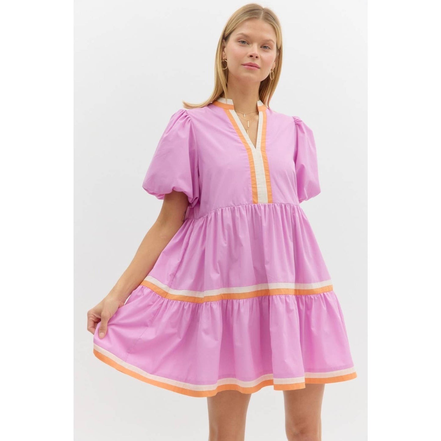 Marcy V-Neck Bubble Mini Dress