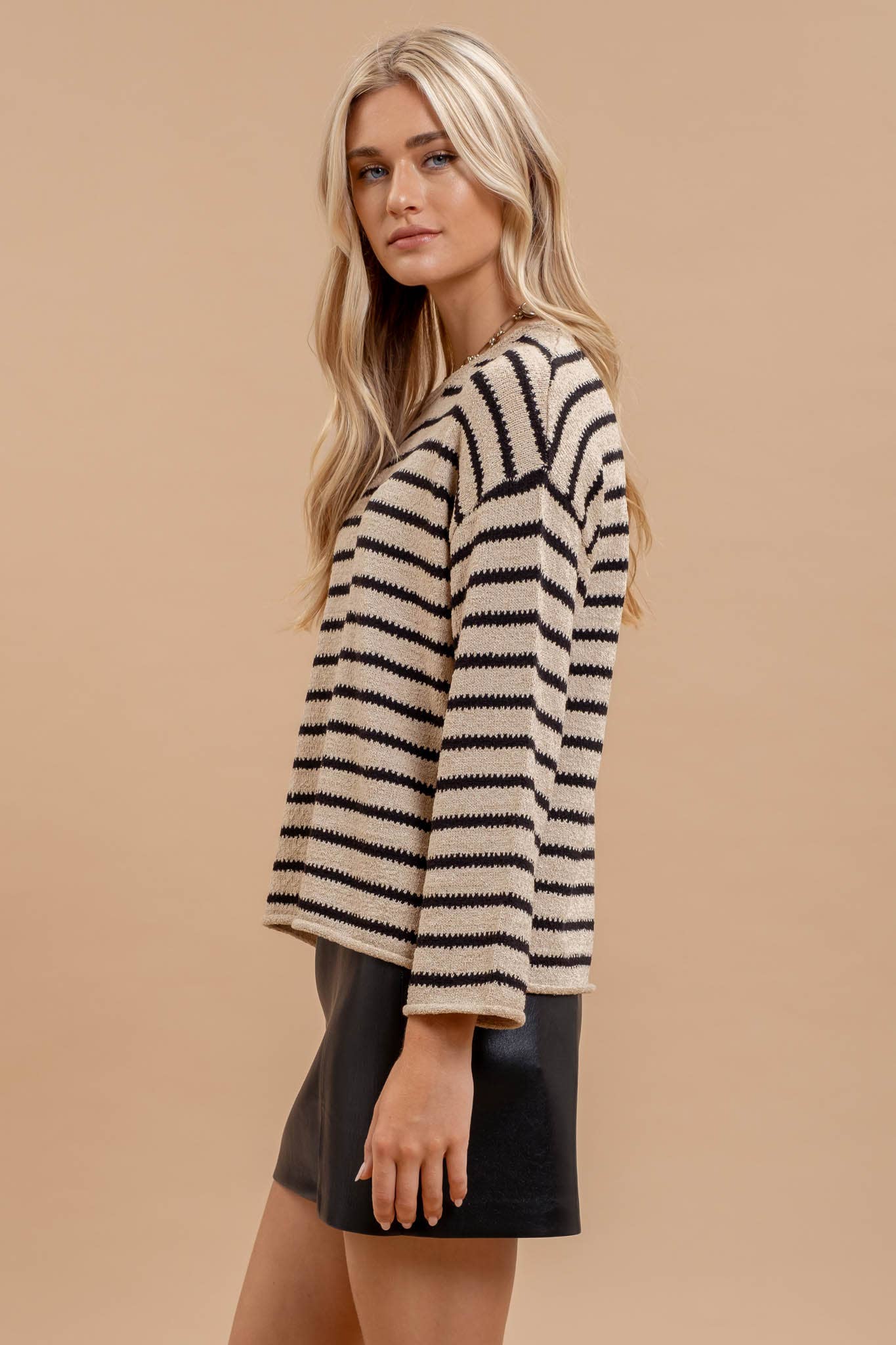 Striped Knit Pullover Sweater