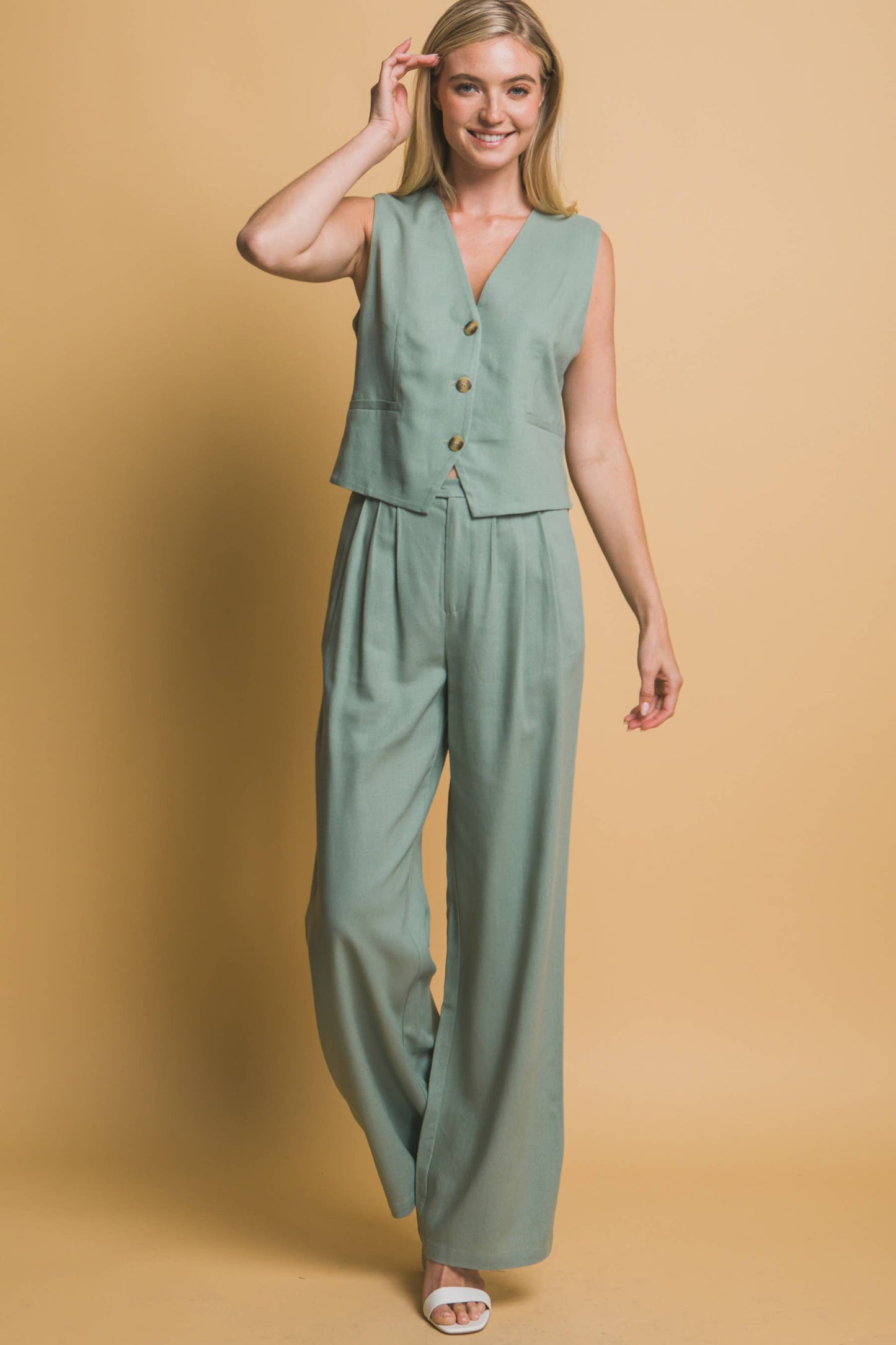 Linen Button-Up Vest