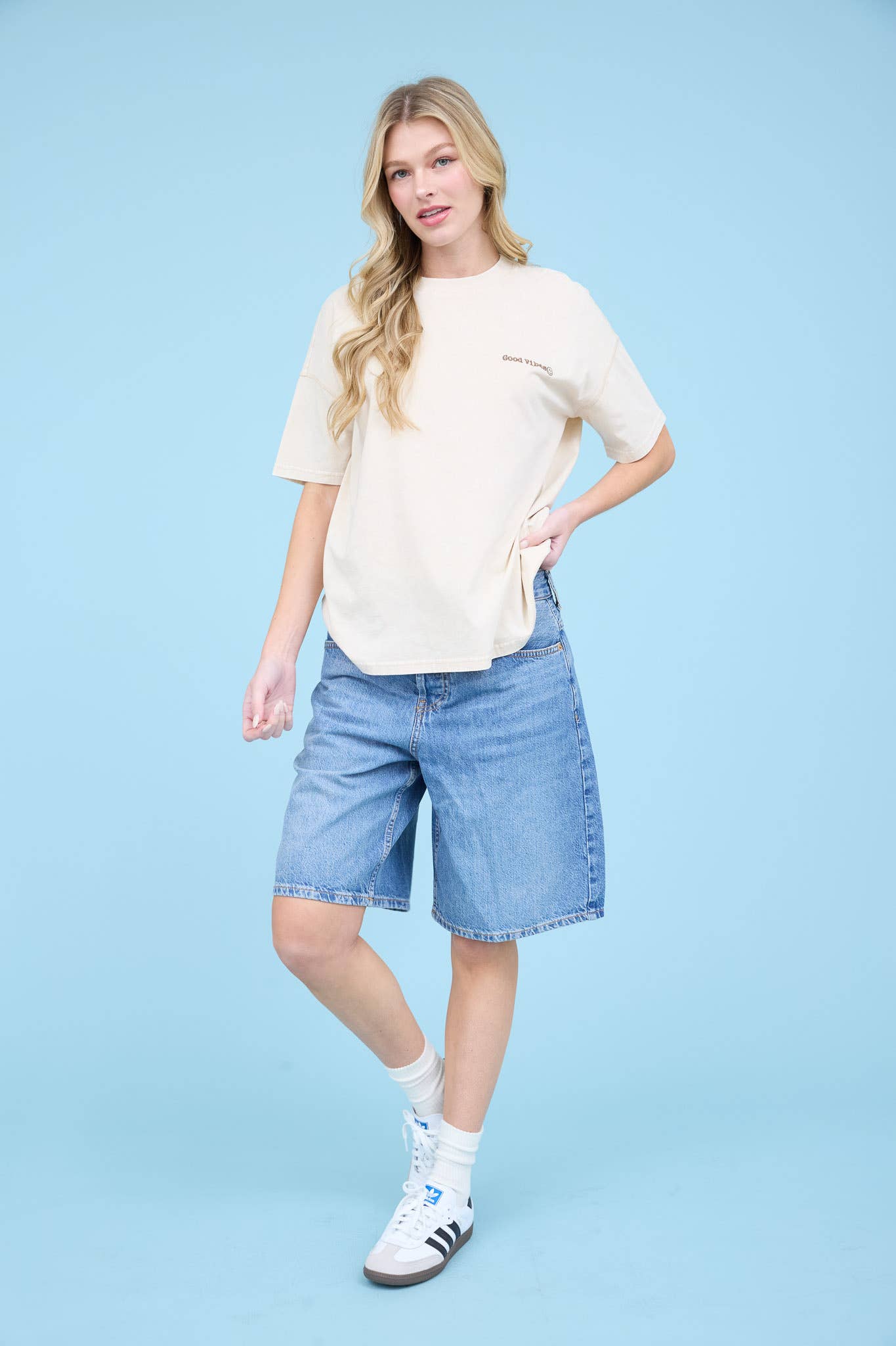 Good Vibes Washed Knit T-Shirt