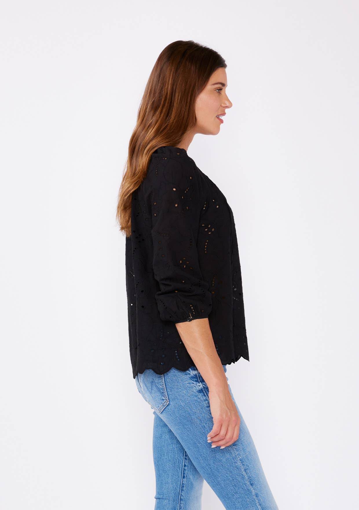 Raglan Floral Eyelet Blouse