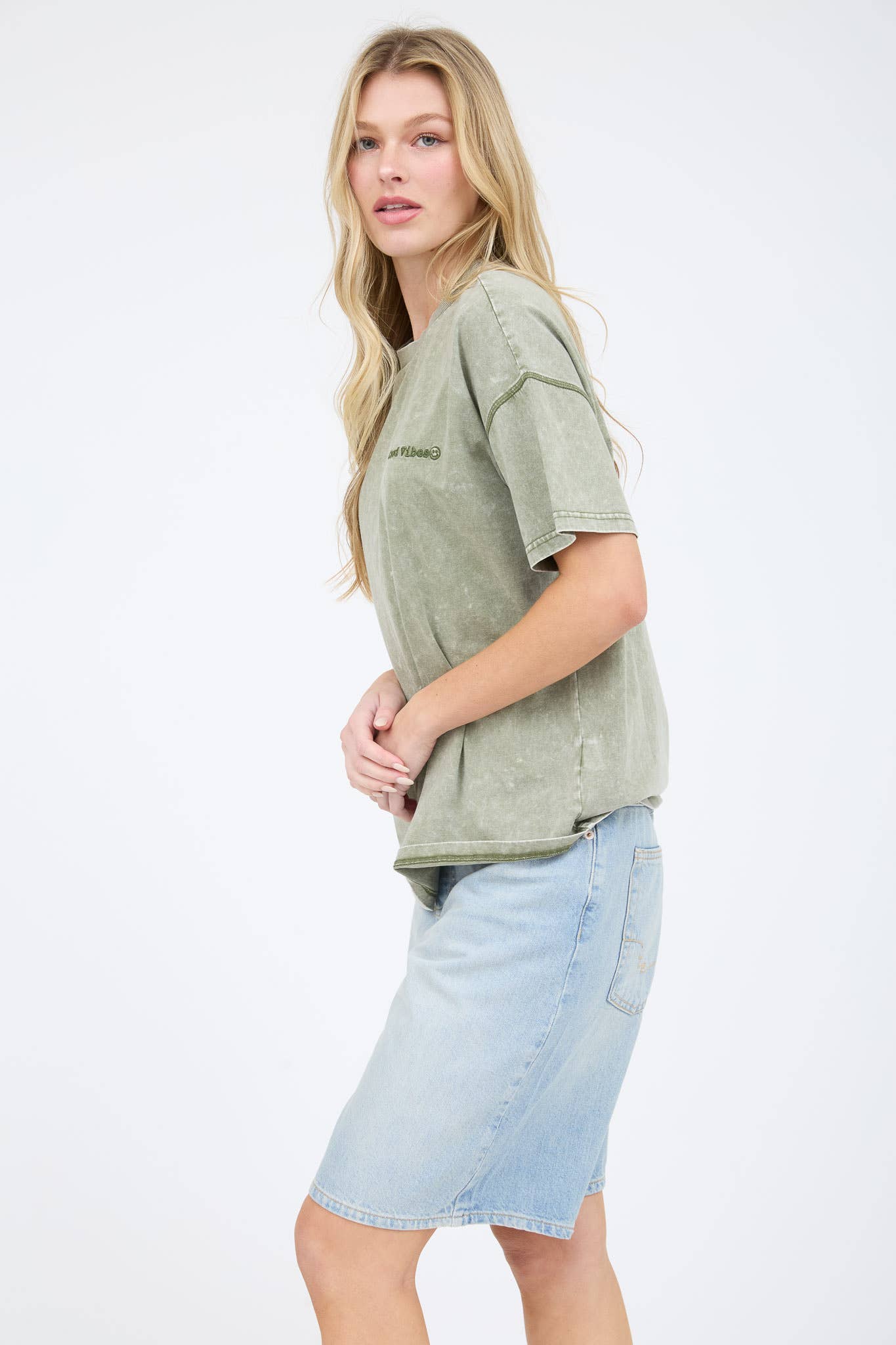 Good Vibes Washed Knit T-Shirt