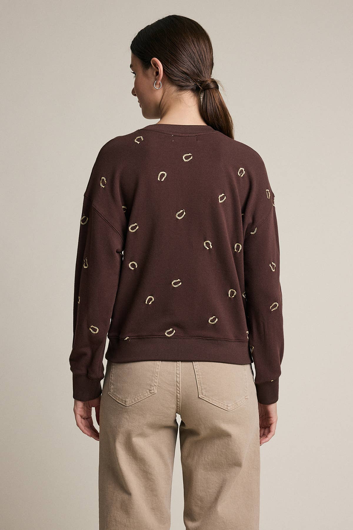 Embroidered Horseshoe Sweatshirt - Brown