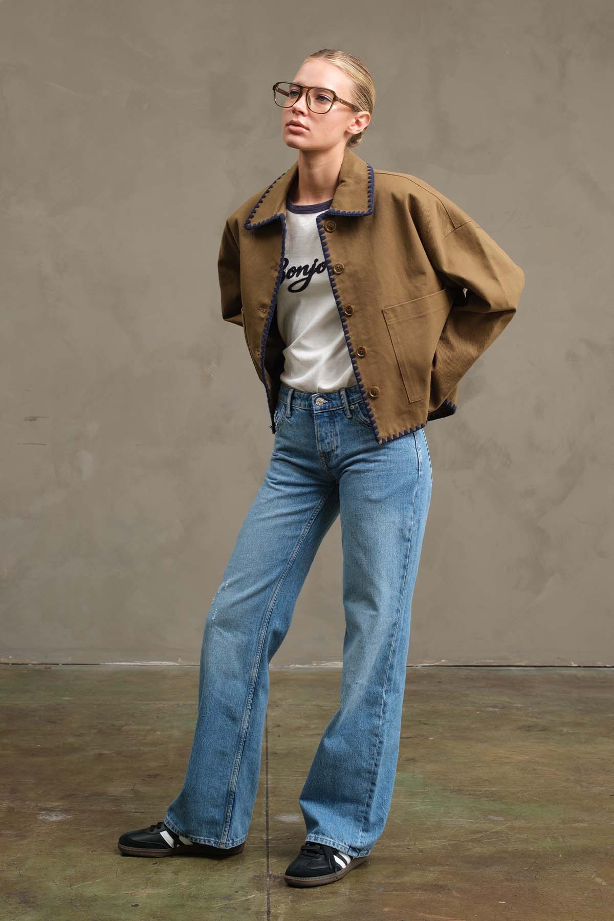 Whipstitch Trim Boxy Jacket