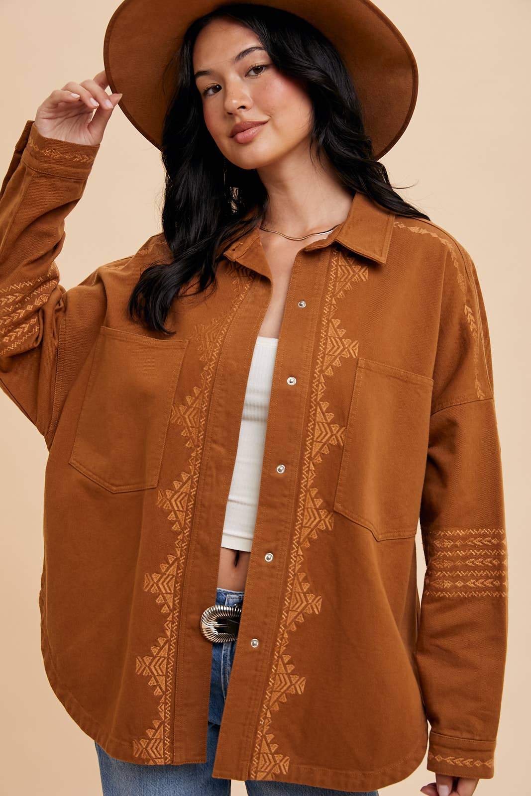 Flora Embroidered Utility Shacket