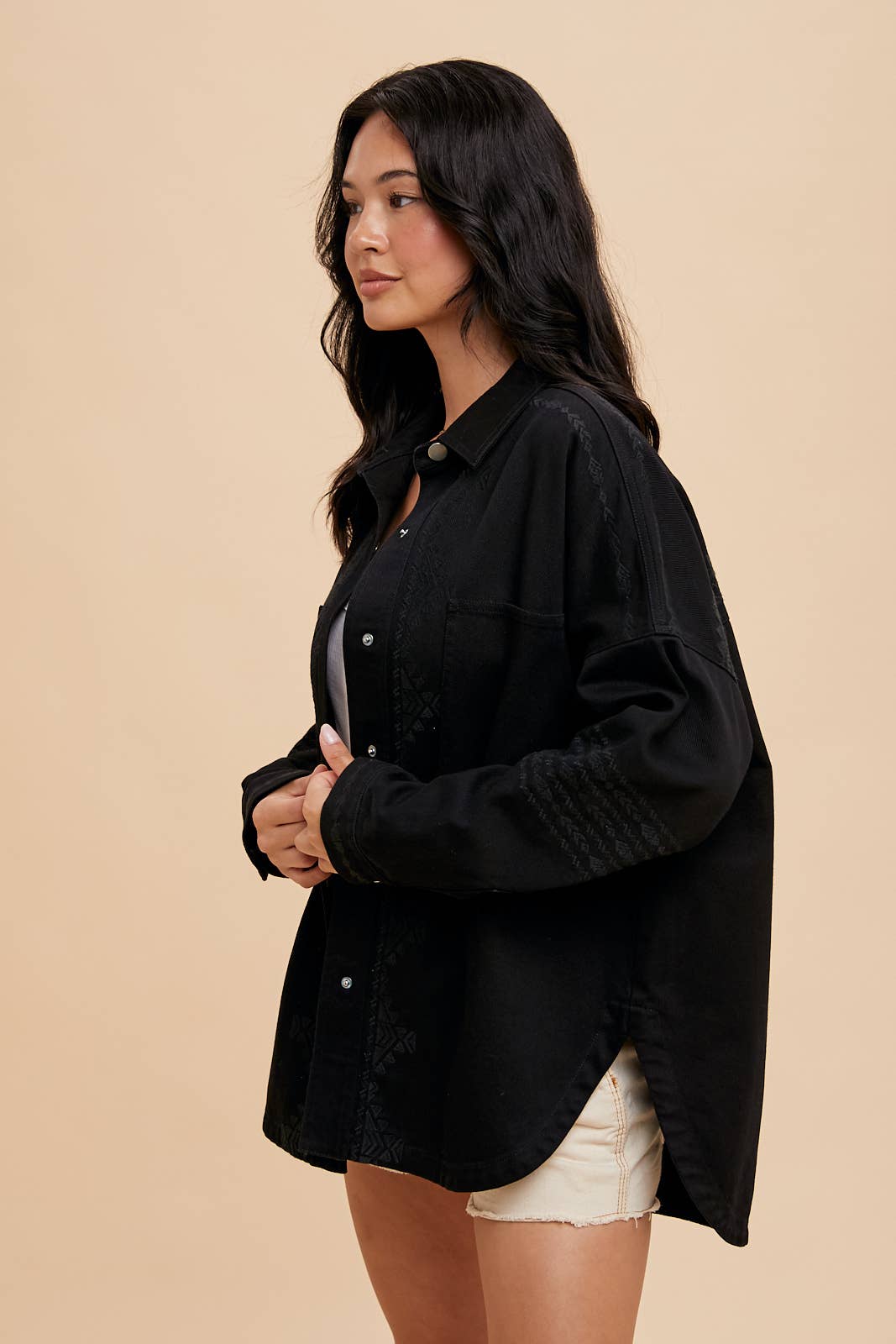 Flora Embroidered Utility Shacket