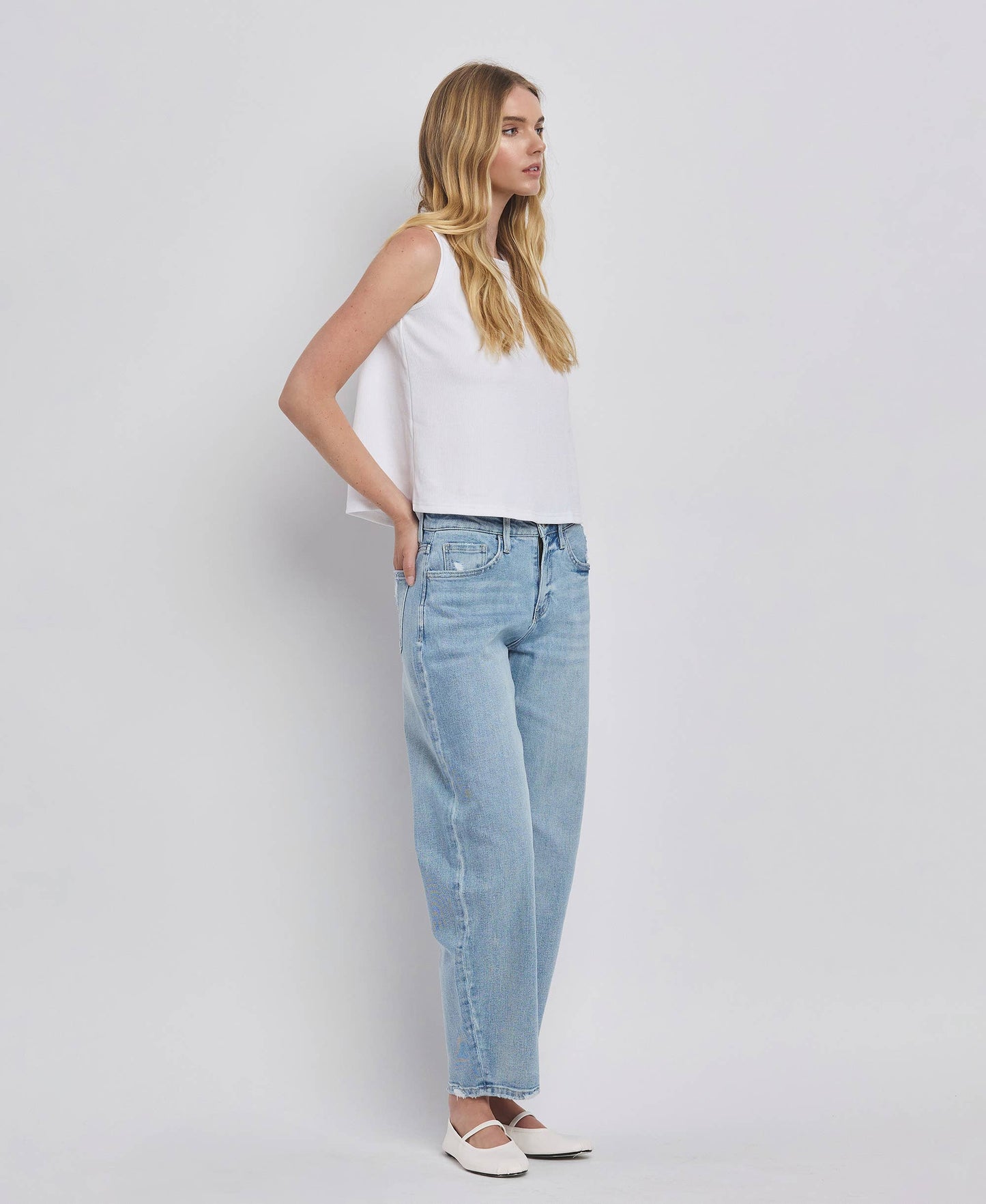High Rise Barrel Leg Jeans