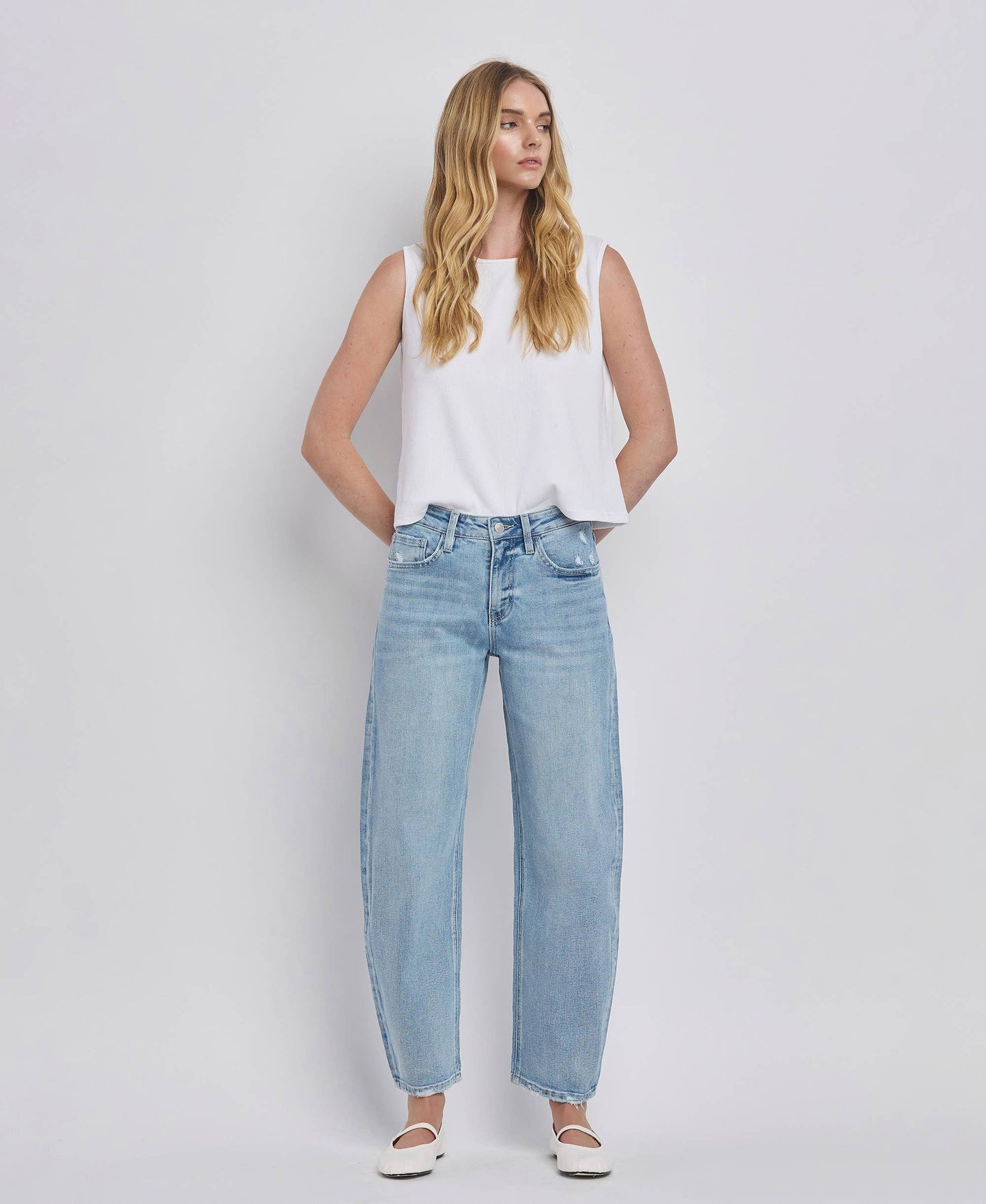 High Rise Barrel Leg Jeans