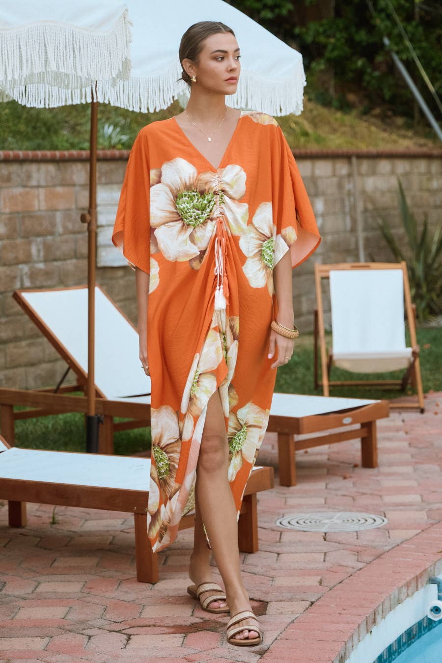 Floral Printed Oversized Cover Up Dress