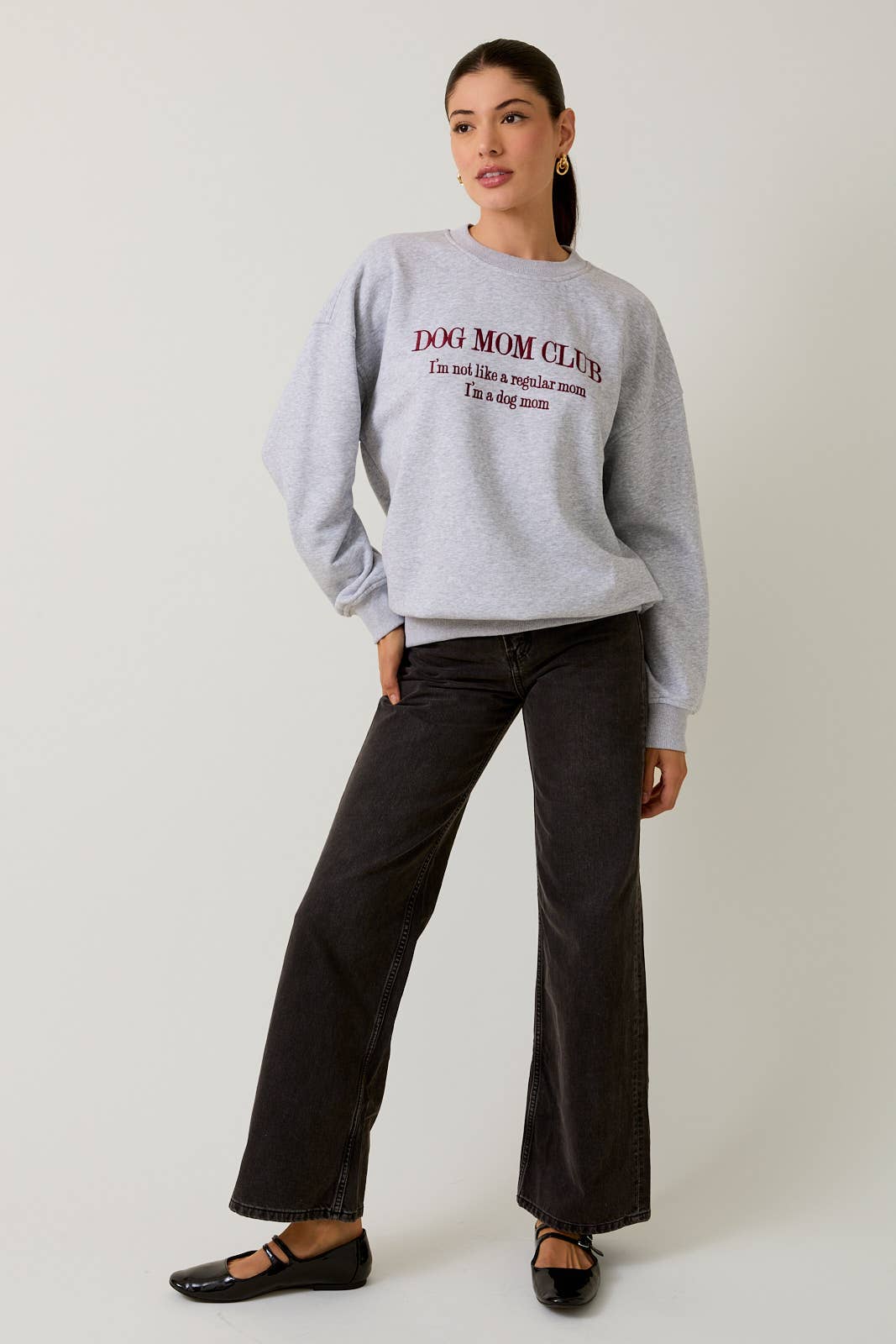 Dog Mom Embroidered Fleece Sweatshirt
