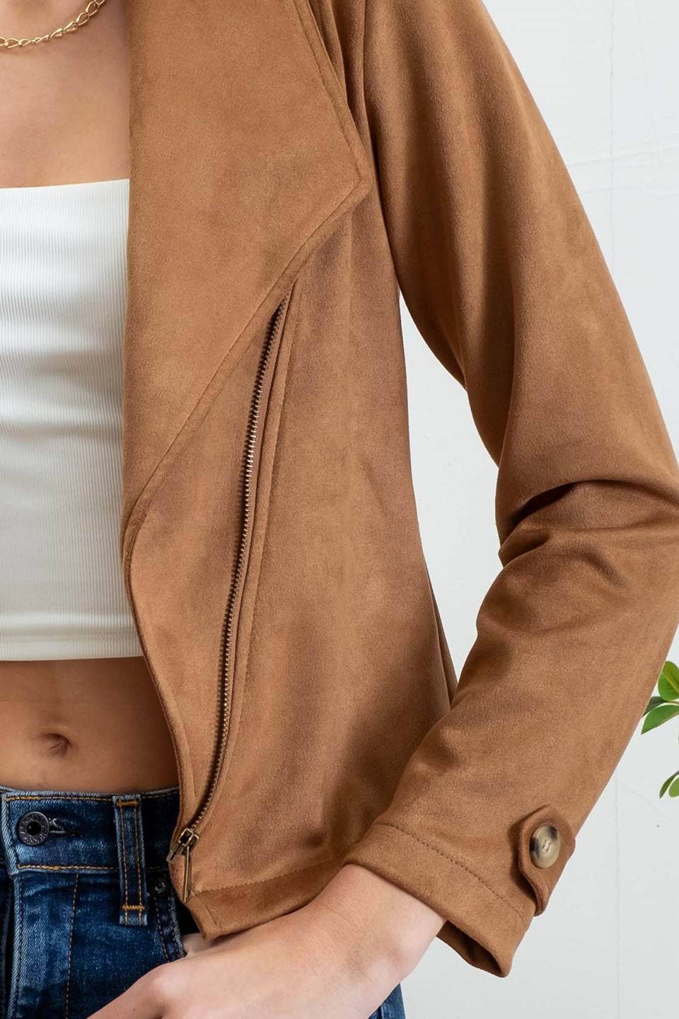 Heather Faux Suede Moto Jacket