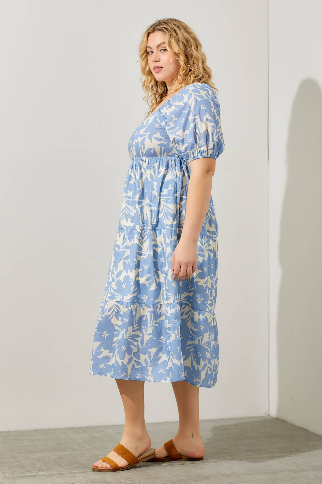 Ivy Floral Poplin Tiered Midi Dress