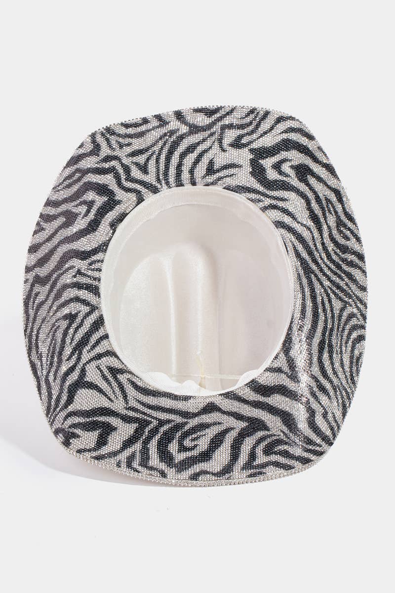 Zebra Rhinestone Western Cowboy Hat