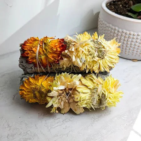 White Sage Bundles w/Sunflowers