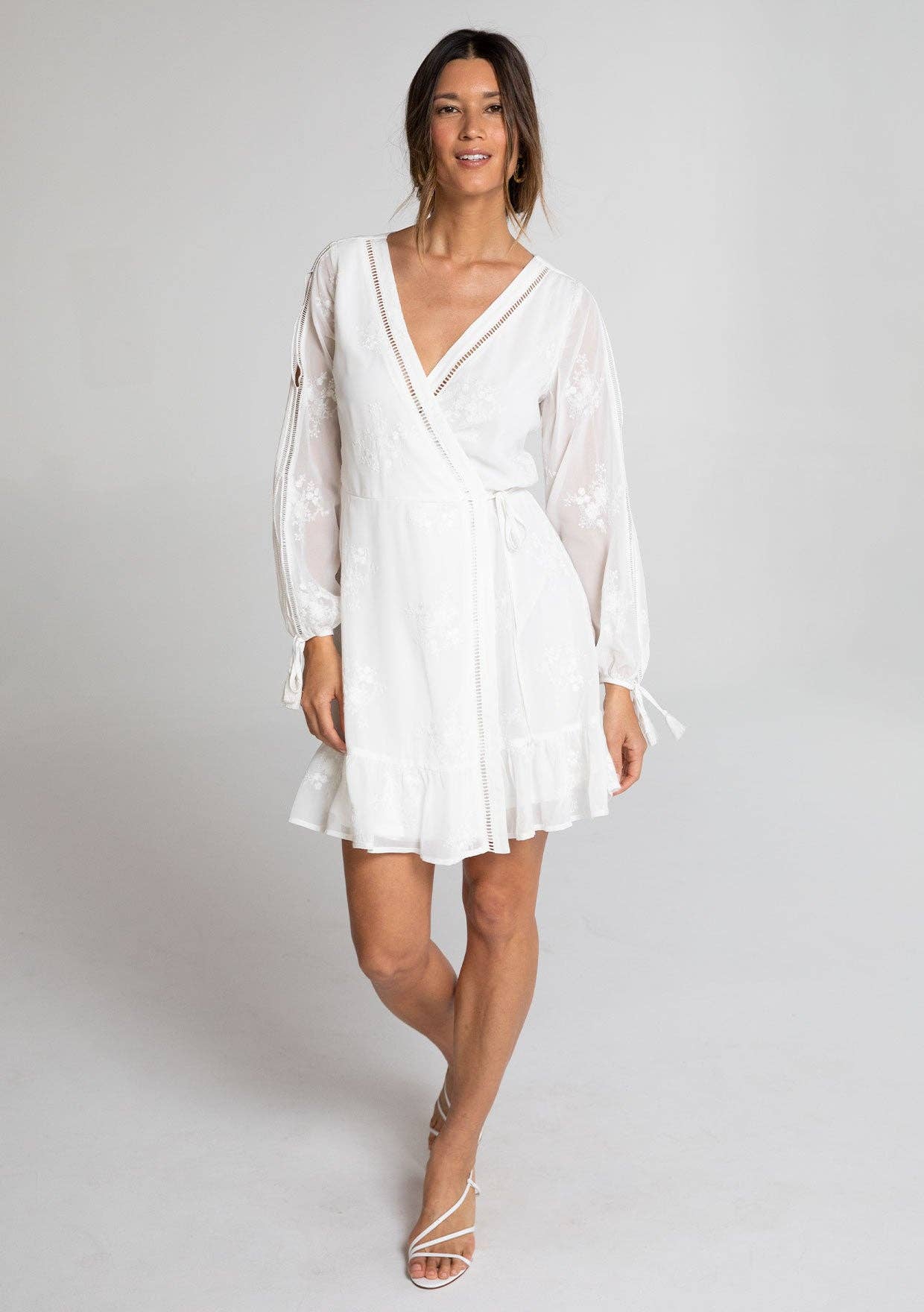 Lucille Embroidered Chiffon Wrap Dress