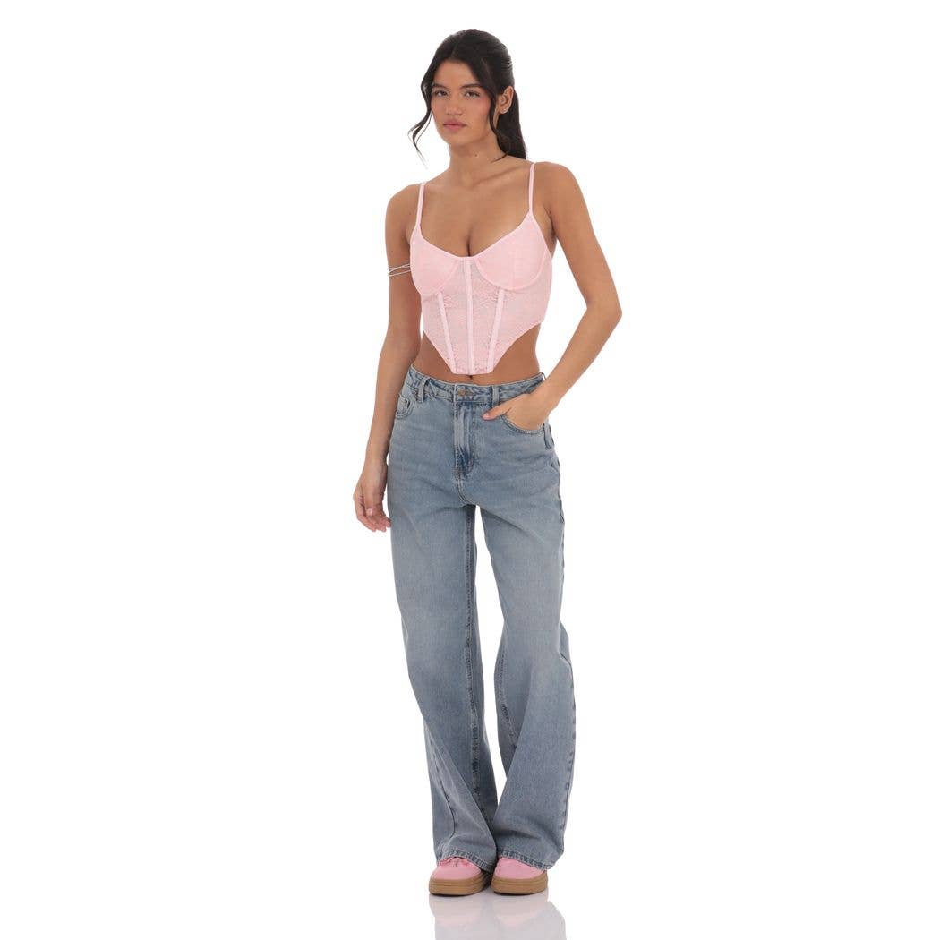 Lace Corset Top in Pink