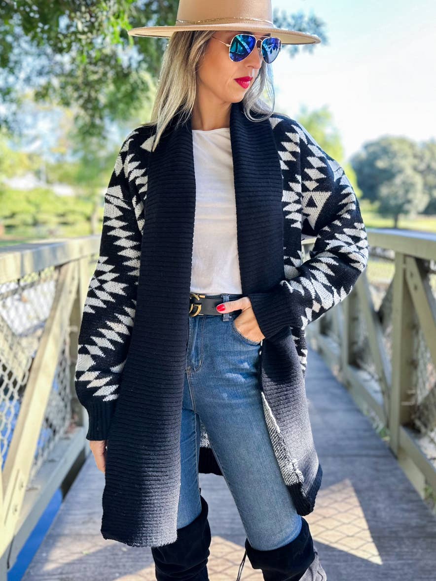 Aztec Printed Lightweight Cardigan