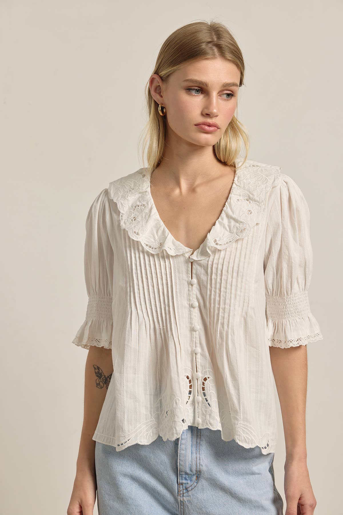 Ruffled Embroidered Blouse