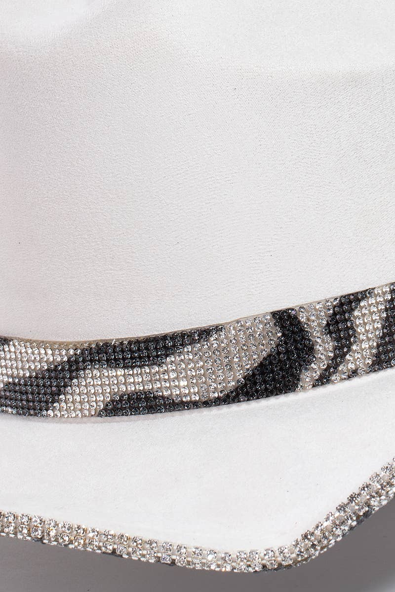 Zebra Rhinestone Western Cowboy Hat