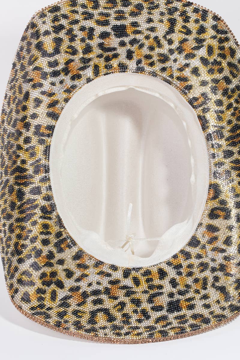 Leopard Print Rhinestone Western Cowboy Hat