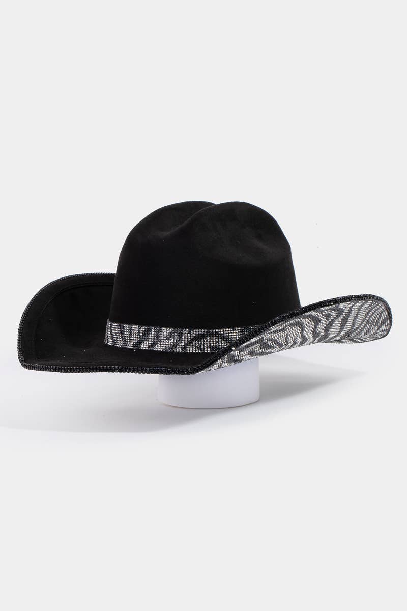 Zebra Rhinestone Western Cowboy Hat