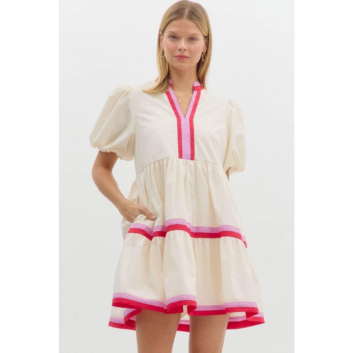 Marcy V-Neck Bubble Mini Dress